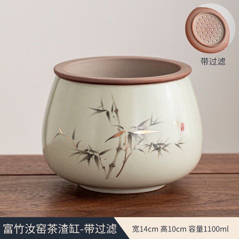 Ang Sứ, Chậu Đựng Bã Trà Bằng Sứ Men Tro