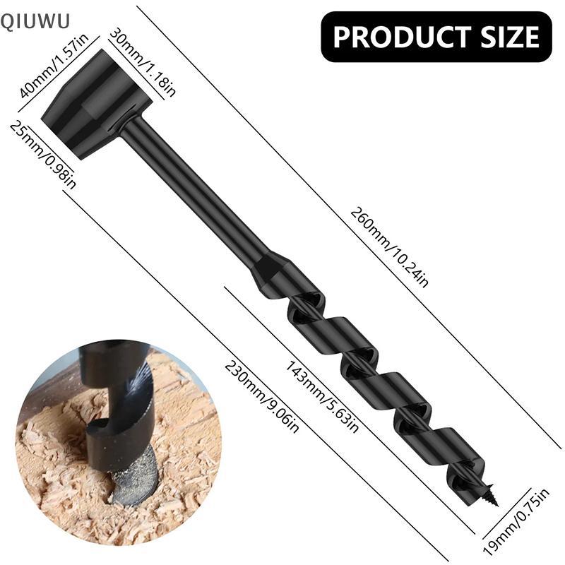 QIUWU Tay Gỗ Đấm Hướng Dẫn Sử Dụng Máy Khoan Auger Bush-Craft Thép Carbon Di Động Sinh Tồn Mũi Khoan Mở Rộng Ngoài Trời.