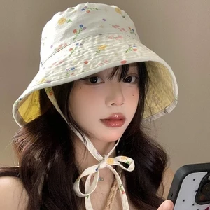 Mũ Chống Nắng Dễ Thương Ngọt Ngào Hoa Hai Mặt Mũ xô Mới Mùa Hè Chống Tia UV Mũ Bucket Vành Rộng