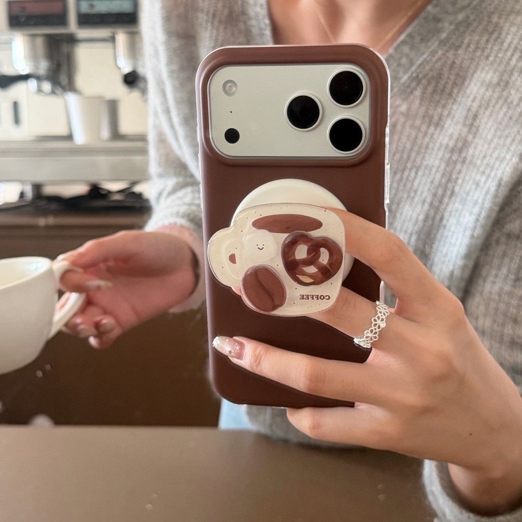 Ốp lưng iPhone hình cốc cà phê màu nâu mờ kiểu hút từ tính phù hợp cho iPhone 17 Pro Max, iPhone 17, iPhone 16, iPhone 15, iPhone 14 và iPhone 13