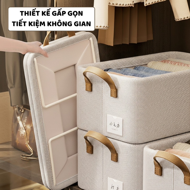Hộp Vải Đựng Quần Áo Có Quai ENODA HOME, Hộp Vải Khung Thép Dày Dặn Lưu Trữ Quần Áo, Đồ Lót HV001