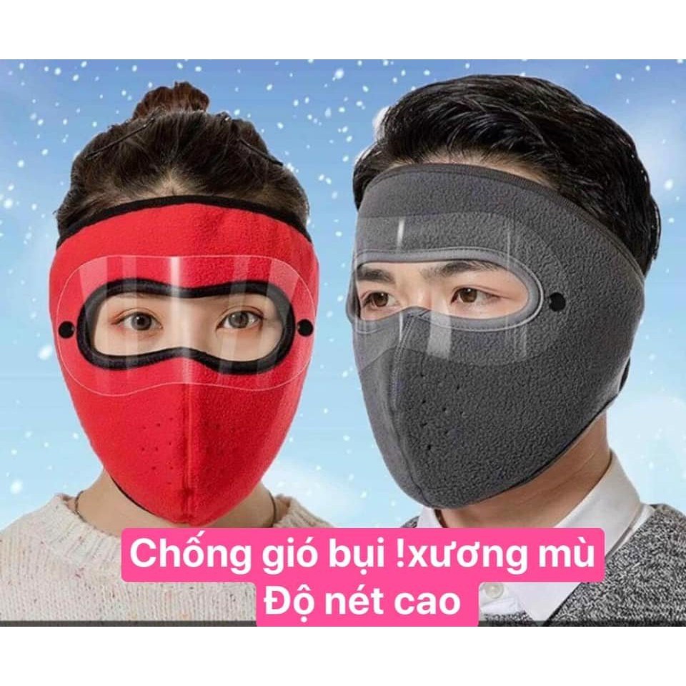 Khẩu trang WPKO vải flannel che tai chống nắng lạnh chống bụi giữ ấm thoáng khí tiện dụng khi lái xe
