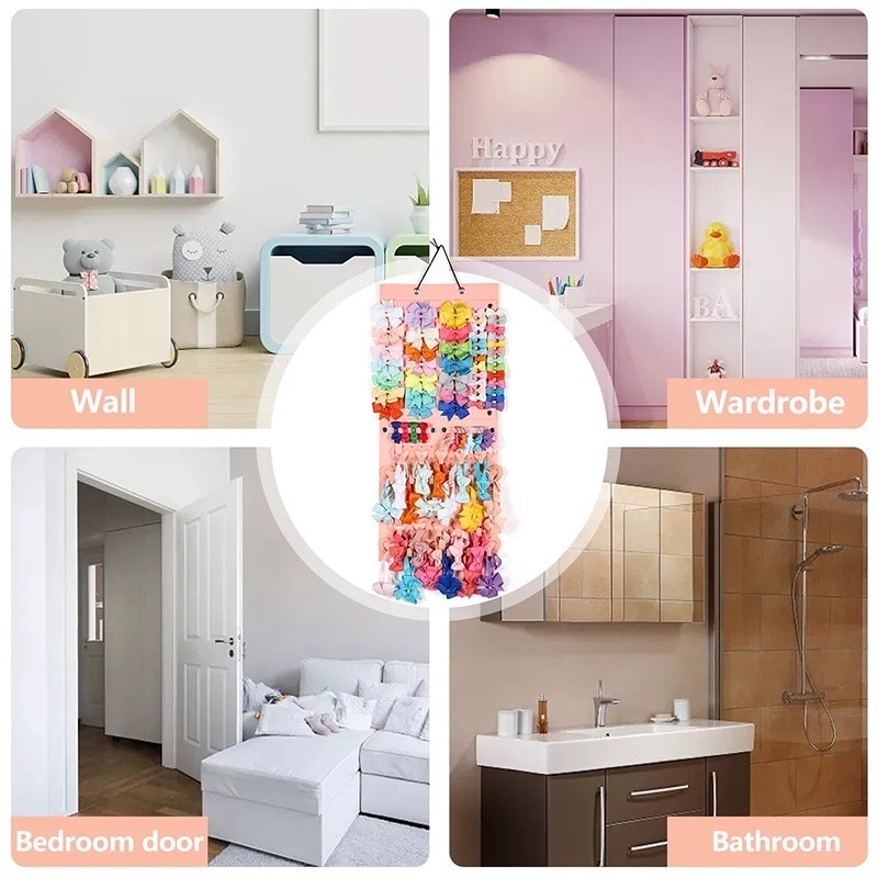 Giá Đỡ Kẹp Tóc / Nơ Treo Tường Kích Thước Lớn Tiết Kiệm Không Gian Trang Trí Phòng Bé Gái