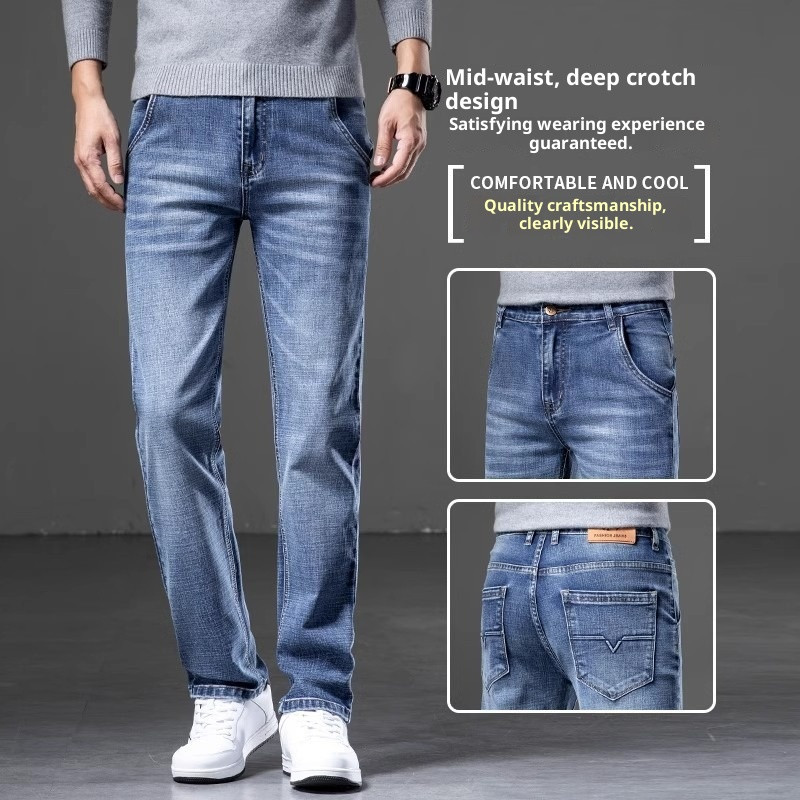Quần Jean Co Giãn Thẳng Nam Cao Cấp Thường Ngày Công Sở Quần Mặc Và Hợp Thời Trang