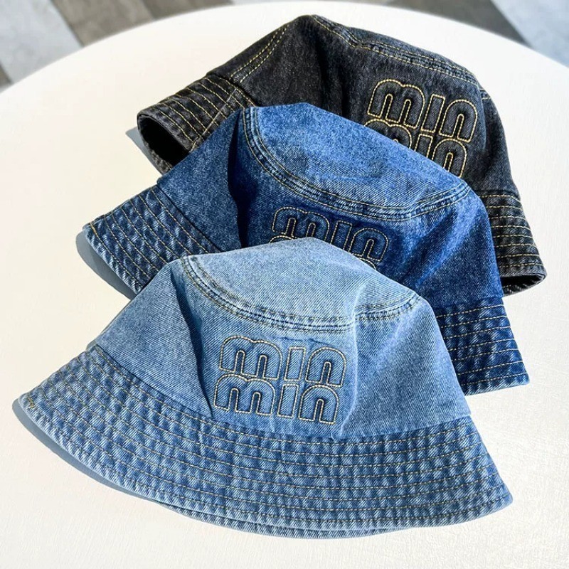 Mũ xô bucket jean chữ R trẻ trung năng động dành cho nữ phong cách dễ thương