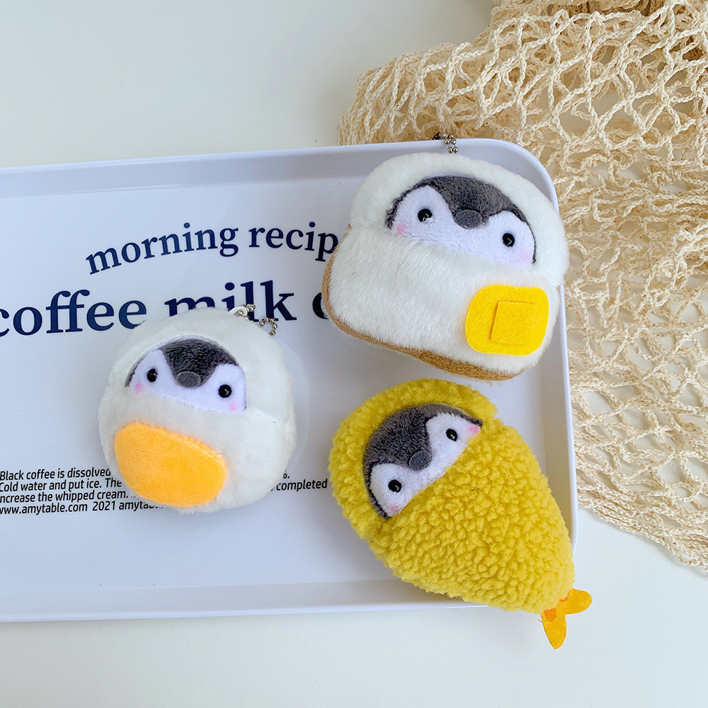 PS1 Kawaii Chim Cánh Cụt Sang Trọng Túi Quyến Rũ Thực Phẩm Nhật Bản Trang Phục Takoyaki Bánh Mì Tempura Onigiri Móc Khóa SP1