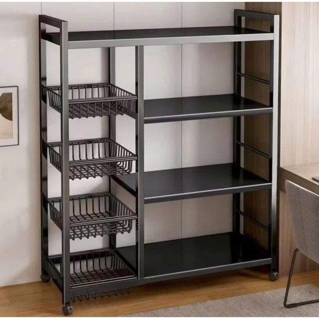 Kệ Nhà Bếp Đa Năng 4 Tầng D80xR31xC103cm Có Bánh Xe Kệ Để Lò Vi Sóng Gia Vị Khung Thép Sơn Tĩnh Điện Chắc Chắn Bền Bỉ