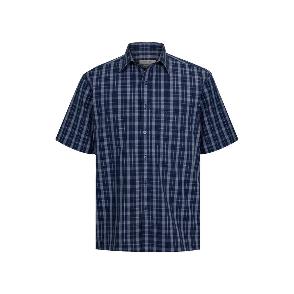 Áo sơ mi ngắn tay vạt ngang VIETTIEN SMART CASUAL vải Polyester form REGULAR VT00000722
