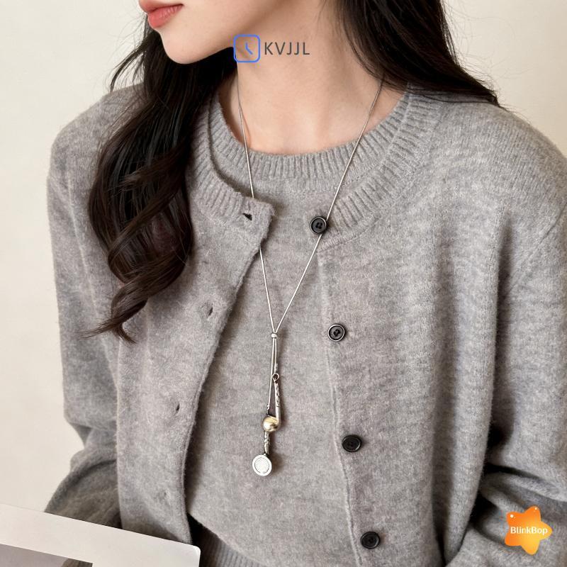 Tai nghe bạc mặt dây chuyền giọt nước phong cách INS đơn giản, phù hợp làm quà tặng