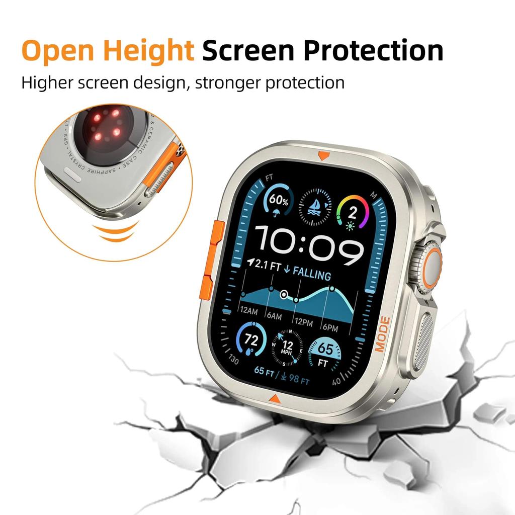 Ốp lưng kim loại sang trọng khung cản cứng cho Apple Watch Series11 / 10 46mm Ultra 3 / 2 / 1 49mm