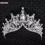 HFSHY Tinh Tế Lấp Lánh Baroque Cưới Pha Lê Cô Dâu Vương Miện Tiaras Tóc Trang Sức Phụ Kiện Nữ Kim Cương Giả Mũ VN