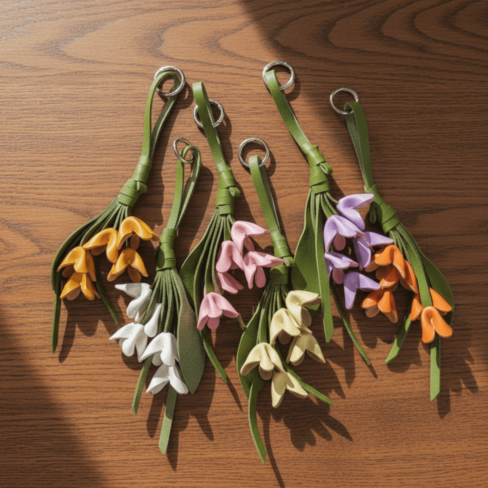 JIMMYCHOOEC Tulip Bó Hoa Da Mặt Dây Chuyền, Móc Treo Handmade Hoa Pu Móc Khóa, Hợp Thời Trang Sáng Tạo Hoạt Hình Túi Mặt Dây Chuyền Trang Trí
