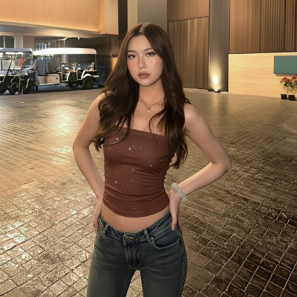 Áo Ống Nữ Thun Kim Tuyến  Dáng Ôm Kiểu Lấp Lánh A51368