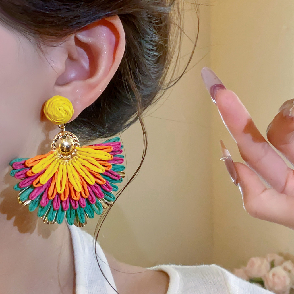 Quạt Hình Bông Tai Bông Tai Cá Tính Thời Trang Siêu Cổ Tích Đi Biển Phong Cách Kỳ Nghỉ Bông Tai Niche Thiết Kế Phụ Kiện Dành Cho Nữ