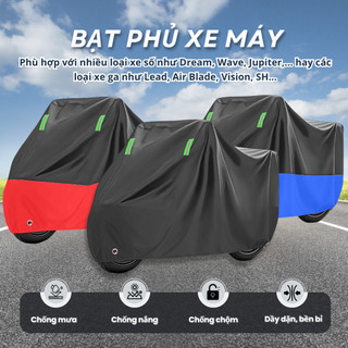 (SẴN) Bạt Phủ Xe Máy Vải Dù Chống Thấm Cao Cấp, Áo Trùm Xe Máy Phản Quang Chống Nắng Mưa Ngoài Trời