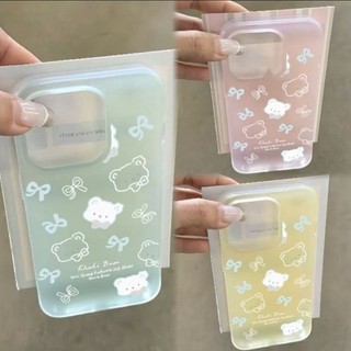 Dễ Thương Bow Trắng Gấu Trường Hợp Điện Thoại Cho iPhone 17 16 15 14 13 12 11 Pro Max X Xr Xs Max 7 8 Plus