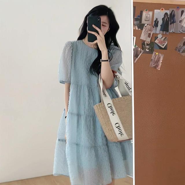 Đầm midi cỡ lớn dành cho nữ, thời trang mùa hè, váy voan dáng rộng, dài vừa phải, thanh lịch, giúp tôn dáng cho nữ.