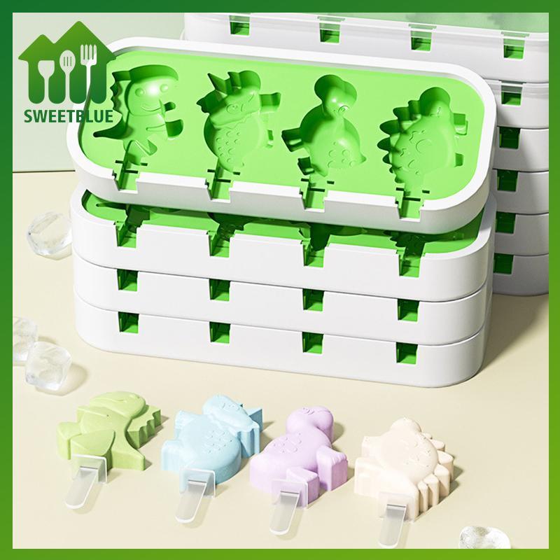 SWEET Khuôn Làm Kem Silicon Có Nắp Và Sti DIY Popsicle Khuôn Hình Khủng Long Bánh Ngọt Khuôn Nhà Bếp Dụng Cụ Làm Kem n