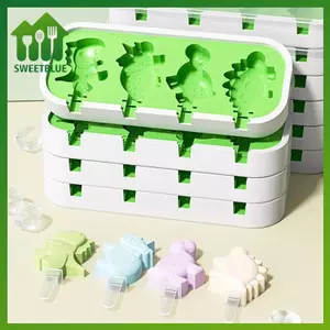 SWEET Khuôn Làm Kem Silicon Có Nắp Và Sti DIY Popsicle Khuôn Hình Khủng Long Bánh Ngọt Khuôn Nhà Bếp Dụng Cụ Làm Kem n