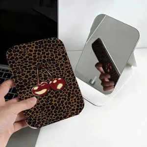 Cherry nền nâu Gương Trang Điểm Gập Đa Năng, Phù Hợp Dùng Văn Phòng Du Lịch