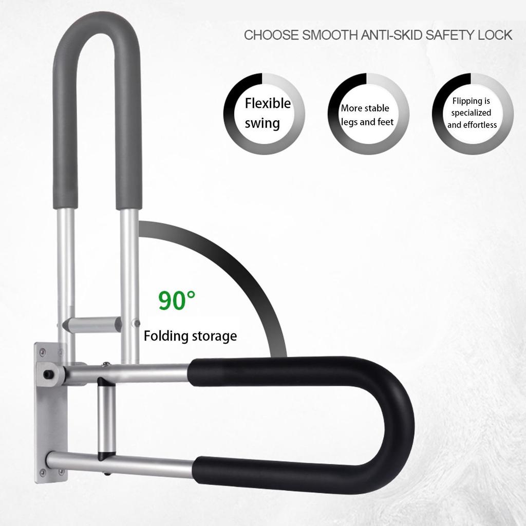 Handicap Bars for Bathroom Sturdy Aluminum Alloy Safety Handrails Folding Grab Bar Waterproof U Shaped Support gelhvn