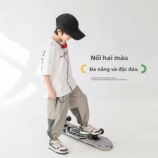 Quần dài cho bé trai - quần suông nhẹ nhanh khô phối màu phong cách thể thao mặc hè