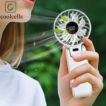 Quạt cầm tay mini COOLCELLS, Quạt USB cầm tay có pin sạc siêu im lặng, màn hình kỹ thuật số làm mát hiệu quả Làm mát di động Quạt cầm tay mini có thể gập lại sử dụng trên ô tô