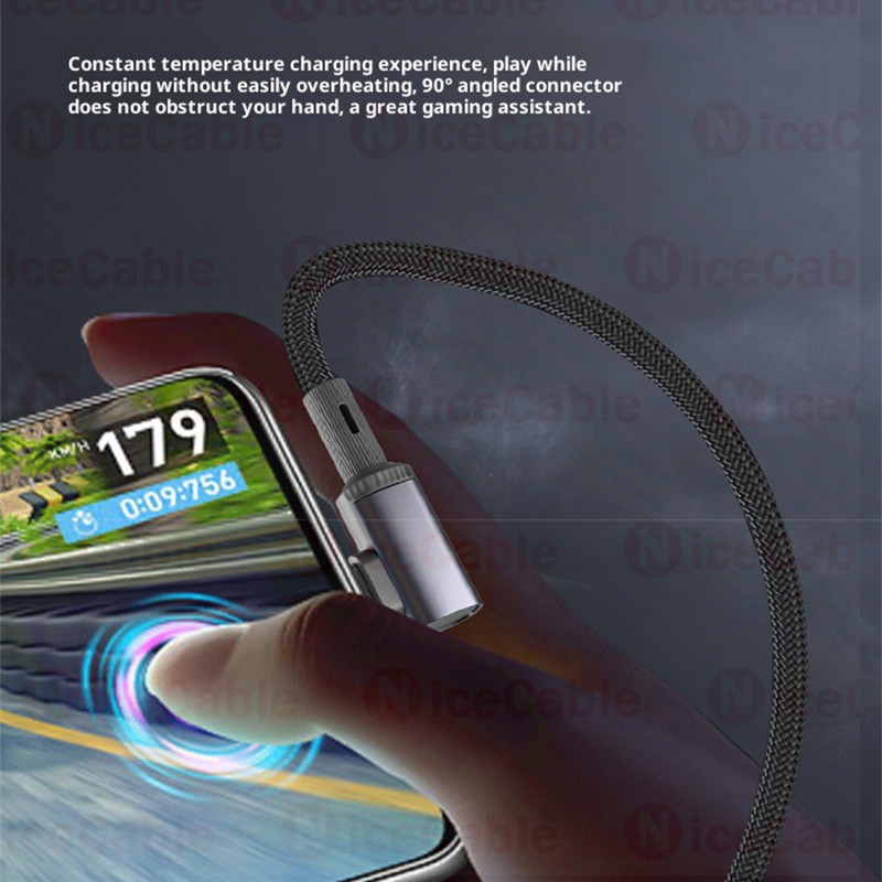 Cáp sạc nhanh 66W USB sang Type C Thiết kế uốn cong đôi Cáp chơi game chống treo Dây dữ liệu bện Nylon dày cho điện thoại / máy tính bảng