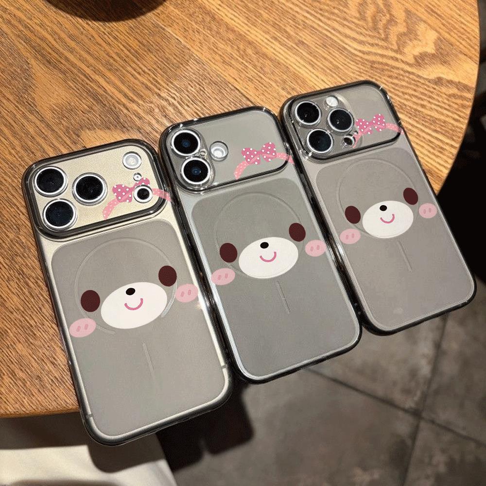 Màu hồng Bowknot Đàu với iPhone 17ProMAX Corning Case Soft Case 16promax Case  Đơn giản