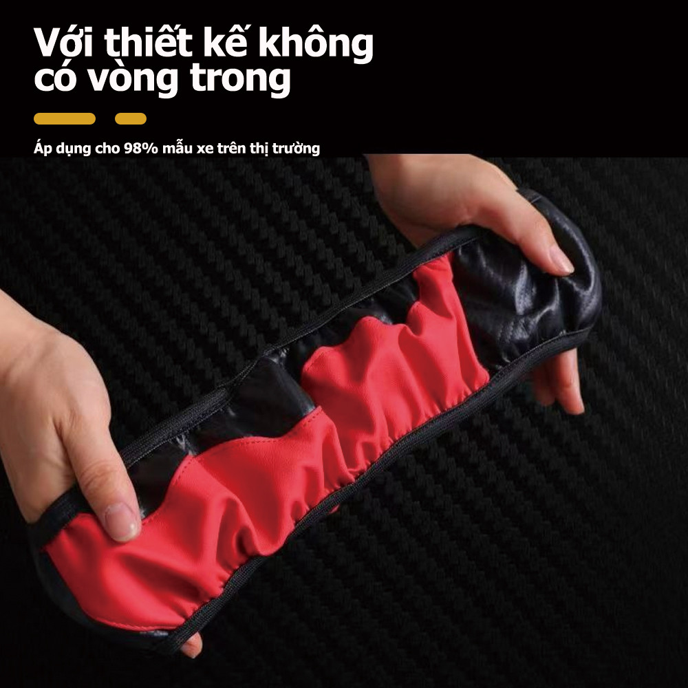 Bọc vô lăng ô tô da hoa văn sợi carbon không có vòng trong bọc tay lái thoải mái thích ứng với đường kính vô lăng 38cm
