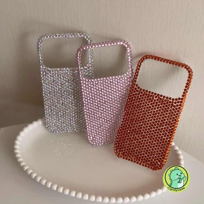 Ốp Điện Thoại Sáng Bóng Sang Trọng Cho iPhone 17 16 15 14 13 12 Pro Max 11 17ProMax 16ProMax 15ProMax 14ProMax 13ProMax 12ProMax Vỏ Mềm Đơn Giản Đầy Kim Cương Giả Dễ Thương