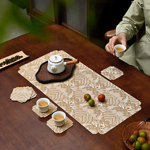 Jacquard Cloud Thổ Cẩm Bàn Trà Nhỏ Khăn Trà Thiền Bàn Vải Nghệ Thuật Bong Bóng Khô Chống Thấm Nước Cách Nhiệt Trà Thảm Mới Trung Quốc Bàn Thảm