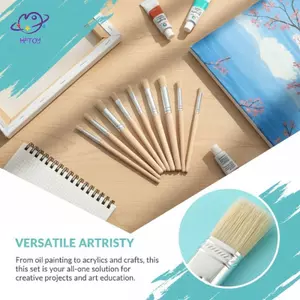Bộ cọ sơn dầu nghệ sĩ HFTOY 6 miếng Lông heo đất Đầu tròn Tay cầm bằng gỗ cho lớp học phòng thu nghệ thuật treo tường ~