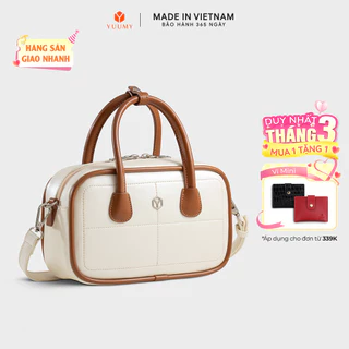 Túi Yuumy (Thời trang nữ bo góc phối chỉ nổi size 23 - Túi đeo chéo da Glossy YN303)