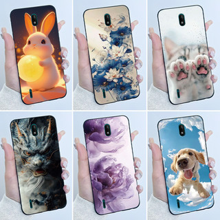 Vỏ Cho Nokia C2 Ốp Lưng Thẩm Mỹ Sang Trọng Dễ Thương Thoáng Mát Bé Trai Bé Gái Họa Tiết Đen Mờ Silicon Mềm Vỏ Điện Thoại Bảo Vệ Toàn Diện
