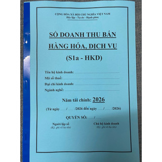 Combo 2 quyển sổ S1a, Sổ doanh thu bán hàng cho HKD có DT<500 tr, Sổ 100 trang ( in 2 mặt)