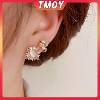Tinh tế đơn giản - Bông tai pha lê hình mèo mắt đá zircon, phụ kiện thời trang cho nữ dự tiệc và quà tặng