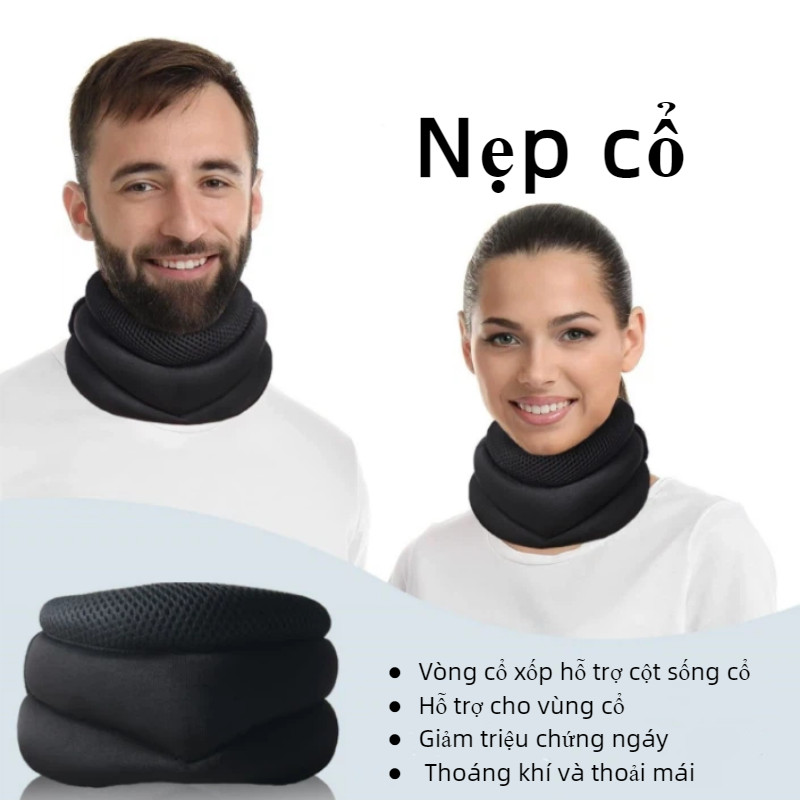 Nẹp cổ 3 lớp công thái học –mút mềm đàn hồi, hỗ trợ giảm cổ rùa, định hình cổ, giảm đau mỏi vai gáy