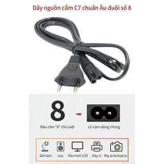 Dây Nguồn Số 8 Dài 1mét loại tốt，Dây nguồn cắm C7 chuẩn Âu đuôi số 8，Phù hợp với máy ảnh kỹ thuật số, máy in