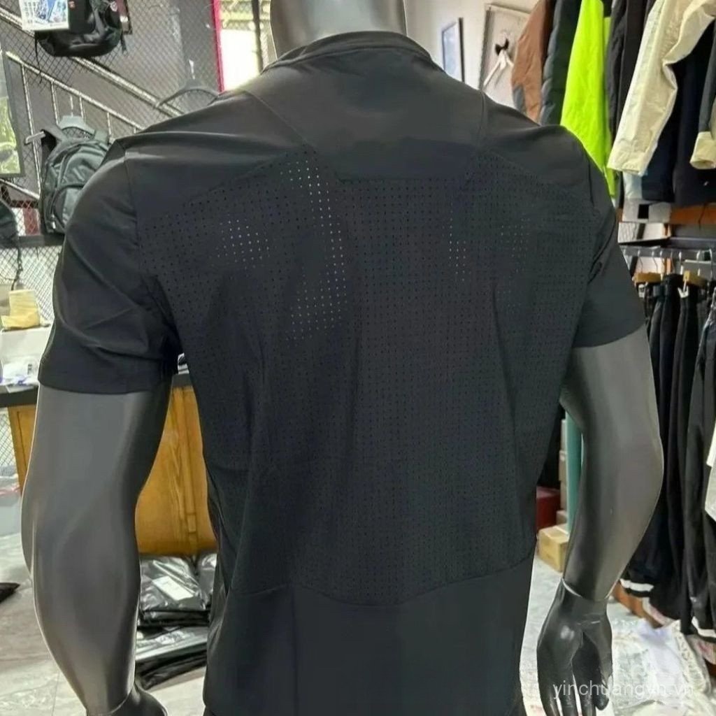 Áo thun nam dáng rộng thoáng khí, khô nhanh, tay ngắn lưới, phù hợp mùa hè, có size lớn