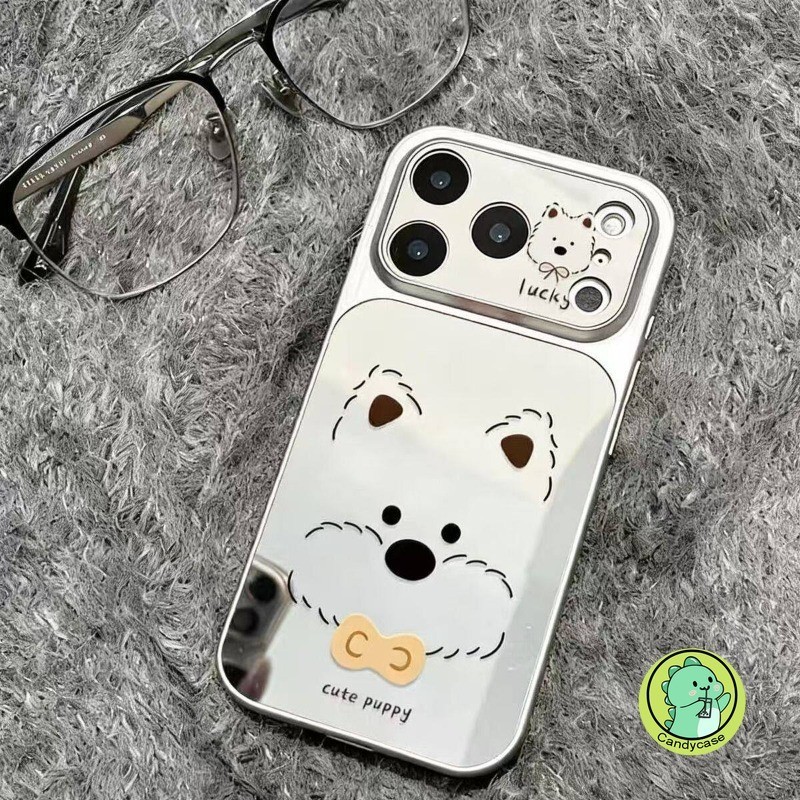 Ốp Điện Thoại Gương Bạc Cho OPPO Reno 15C 15 Pro Max Mini 14 13 Pro Find X9 X8S X8 Plus Pro Ultra K12X 5G 4G Vỏ Sang Trọng Hoạt Hình Dễ Thương Westie Puppy Vỏ Mềm