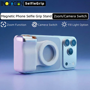 INOVAGEN Fun Shot Giá đỡ điện thoại từ tính có chức năng Zoom, Công tắc máy ảnh, Phong cách máy ảnh DSLR với nút chụp không dây có thể tháo rời, Giá đỡ tay cầm máy ảnh tiện dụng thoải mái