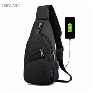 1buycart1 Túi đeo hông nam bằng vải Ox sành điệu có cổng USB: Túi thắt lưng màu đen đa năng để đi du lịch, hẹn hò & hoạt động ngoài trời