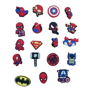 Set 10 jibbitz charm siêu nhân anh hùng, charm 2d dẻo trang trí dép