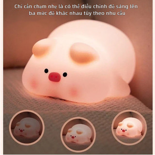 【BabyJoy】Đèn ngủ silicon hình vịt,ánh sáng dịu nhẹ,sạc USB cảm ứng chạm,Độ sáng có thể điều chỉnh