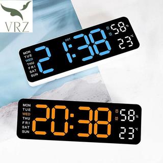VRZ Đồng hồ treo tường kỹ thuật số lớn Nhiệt độ và độ ẩm Tuần hiển thị Độ sáng Có thể điều chỉnh Đèn LED điện tử Đồng hồ báo thức HOT
