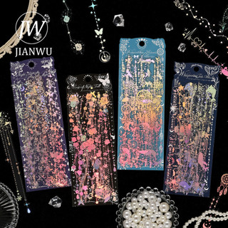 JIANWU Ánh Trăng Tadal Đêm Series Ngôi Sao Vintage Hoa Dây Xích Vật Liệu Phong Cảnh Cắt Dán PET Nhãn Dán Sáng Tạo Tạp Chí Văn Phòng Phẩm