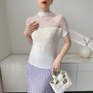 Miyake Áo Top Xếp Ly Cho Nữ, Thiết Kế Thoáng Mát Phù Hợp Mặc Hàng Ngày