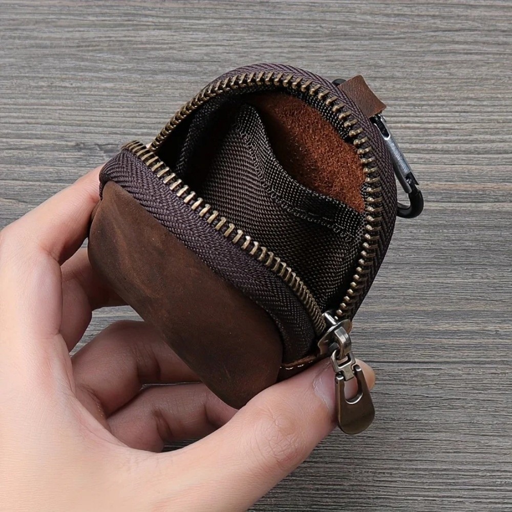 Ví đựng tiền xu HOBBYIN, có dây kéo nhỏ Túi dây kéo, Túi đựng tai nghe bằng da thật kiểu cổ điển dành cho đồng xu Phụ kiện tai nghe