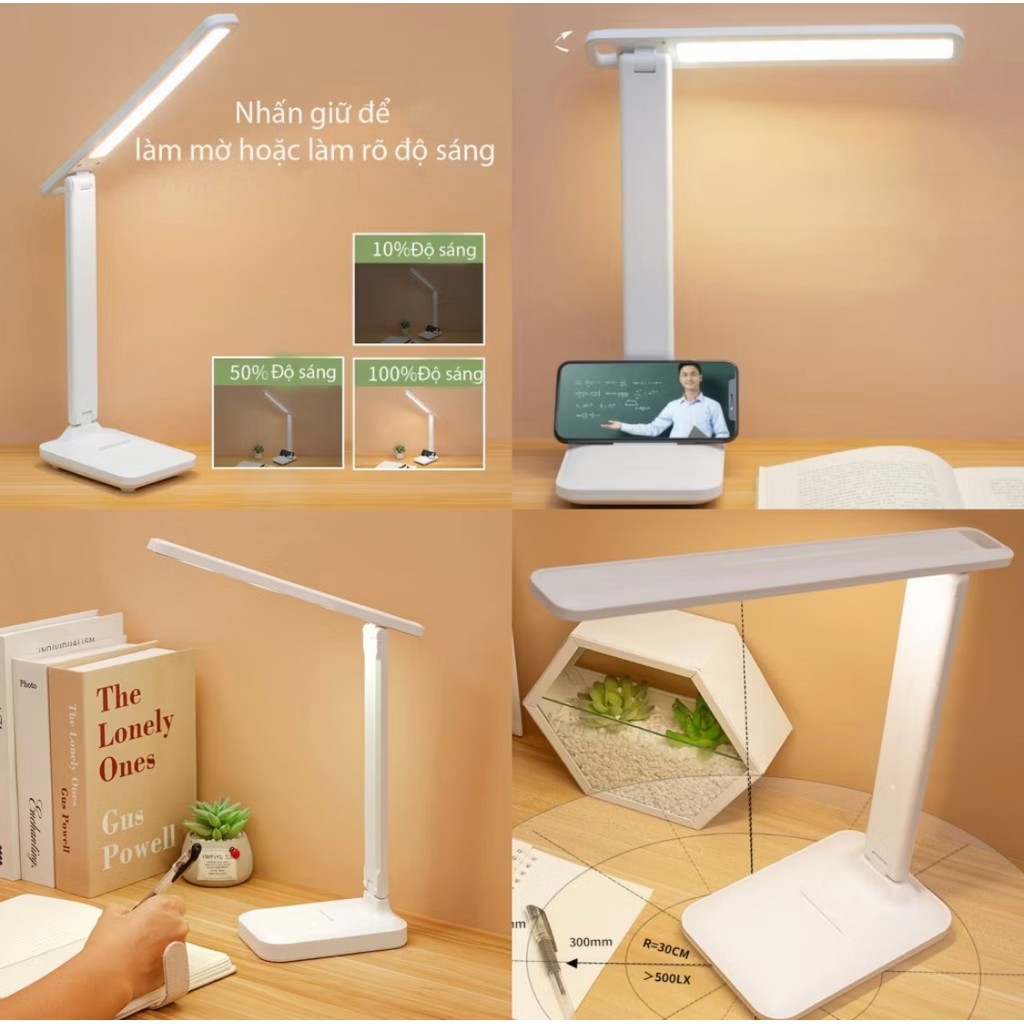 Đèn học LED chống cận: sạc được, 3 màu, chặn ánh xanh, không nhấp nháy – lý tưởng học/làm việc